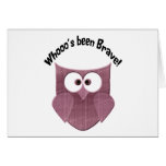 Who's been brave, cute pink owl greeting cards