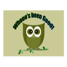 Who's been good! cute owl design post card