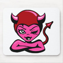 wht_Girly_Devil_Cartoon Mouse Pad