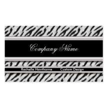Whtie Tiger Print  Business Cards ~ Black