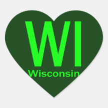 WI Wisconsin plain green Stickers