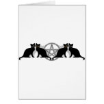Wicca Magic Pentagram with Black Cat Familiar set Cards