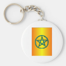 Wicca Star Golden Key Chains