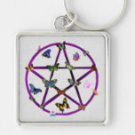 Wiccan Star and Butterflies Key Chains