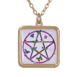 Wiccan Star and Butterflies Necklace