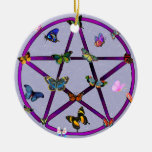 Wiccan Star and Butterflies Christmas Tree Ornaments
