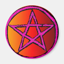 Wiccan Star Red Fridge Magnet