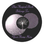 Wiccan Tree - Triple Moon Book Plate Round Sticker