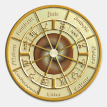 Wiccan Wheel of the Year Round Stickers