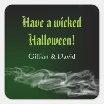Wicked green smoke gothic happy halloween favour stickers