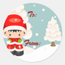 Widdle Wonders Santa Boy -Round Gift Tag Stickers