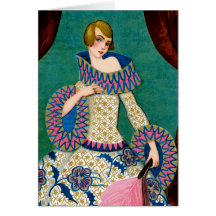 Wide Collar Wide Sleeves Greeting Cards