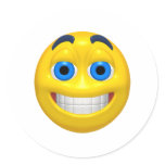 Wide eye yellow smiley stickers