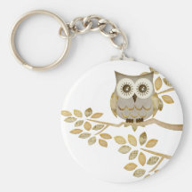 Wide Eyes Owl in Tree Key Chain