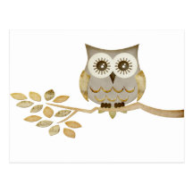Wide Eyes Owl in Tree Post Cards