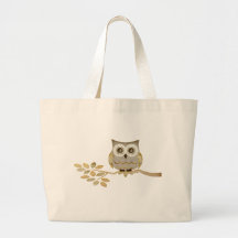 Wide Eyes Owl in Tree Tote Bags