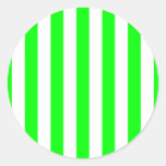 Wide Lime Stripes Round Sticker