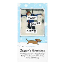 Wiener Dog Snow Holiday Personalized Photo Card