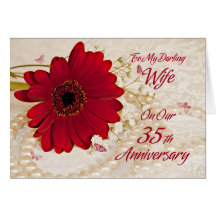 Wife on 35th wedding anniversary, a daisy flower card