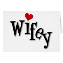 Wifey With Funky Red Heart Greeting Cards