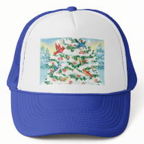 Wild Birds in Nature with Starlit Christmas Tree Trucker Hat