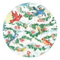 Wild Birds in Nature with Starlit Christmas Tree Stickers