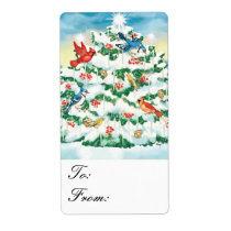 Wild Birds Nature Starlit Christmas Tree Gift Tags Shipping Labels