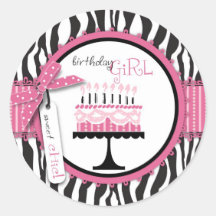Wild Birthday Cake Sticker Pink 2