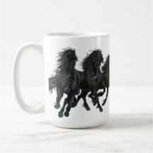 Wild Black Stallions Coffee Mugs