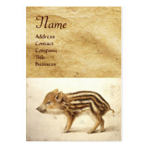 WILD BOAR PIGLET Monogram Business Card Template