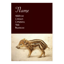 WILD BOAR PIGLET Monogram ,Pearl paper Business Card Templates