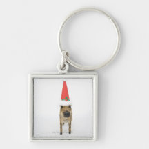 Wild boar with Christmas hat Key Chain