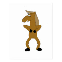 Wild Brown Cartoon Horse Postcard