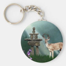 Wild Deer & Inukshuk Wilderness Gift Item Key Chain
