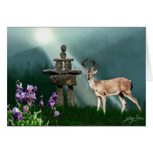 Wild Deer & Inukshuk Wilderness Greeting Cards