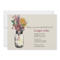 Wild flowers & Mason Jar Bridal Shower Personalized Invite