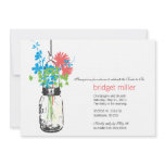 Wild flowers & Mason Jar Bridal Shower Custom Invitations