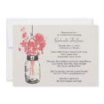Wild flowers & Mason Jar Bridal Shower invitations