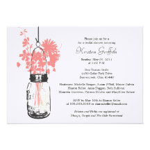 Wild flowers & Mason Jar Bridal Shower Personalized Invitations