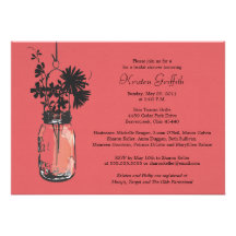 Wild flowers & Mason Jar Bridal Shower Personalized Announcements