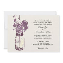 Wild flowers & Mason Jar Wedding Invitations