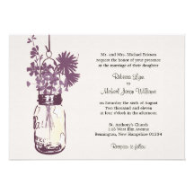 Wild flowers & Mason Jar Wedding Invitations