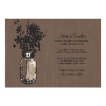 Wild flowers & Mason Jar Wedding Invitations