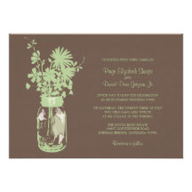 Wild flowers & Mason Jar Wedding Invitations