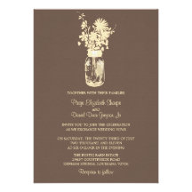 Wild flowers & Mason Jar Wedding Invitations
