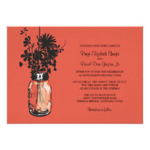 Wild flowers & Mason Jar Wedding Invitations