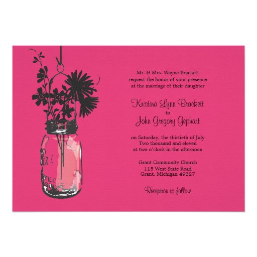 Wild flowers & Mason Jar Wedding Invitations