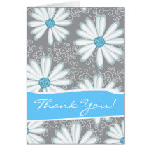 Wild Flowers Print Turquoise Silver Floral Pattern Cards
