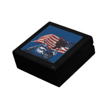 Wild & Free - Patriotic Eagle, Motorbike & US Flag Jewelry Boxes