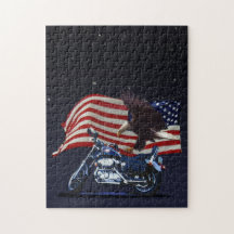 Wild & Free - Patriotic Eagle, Motorbike & US Flag Puzzles